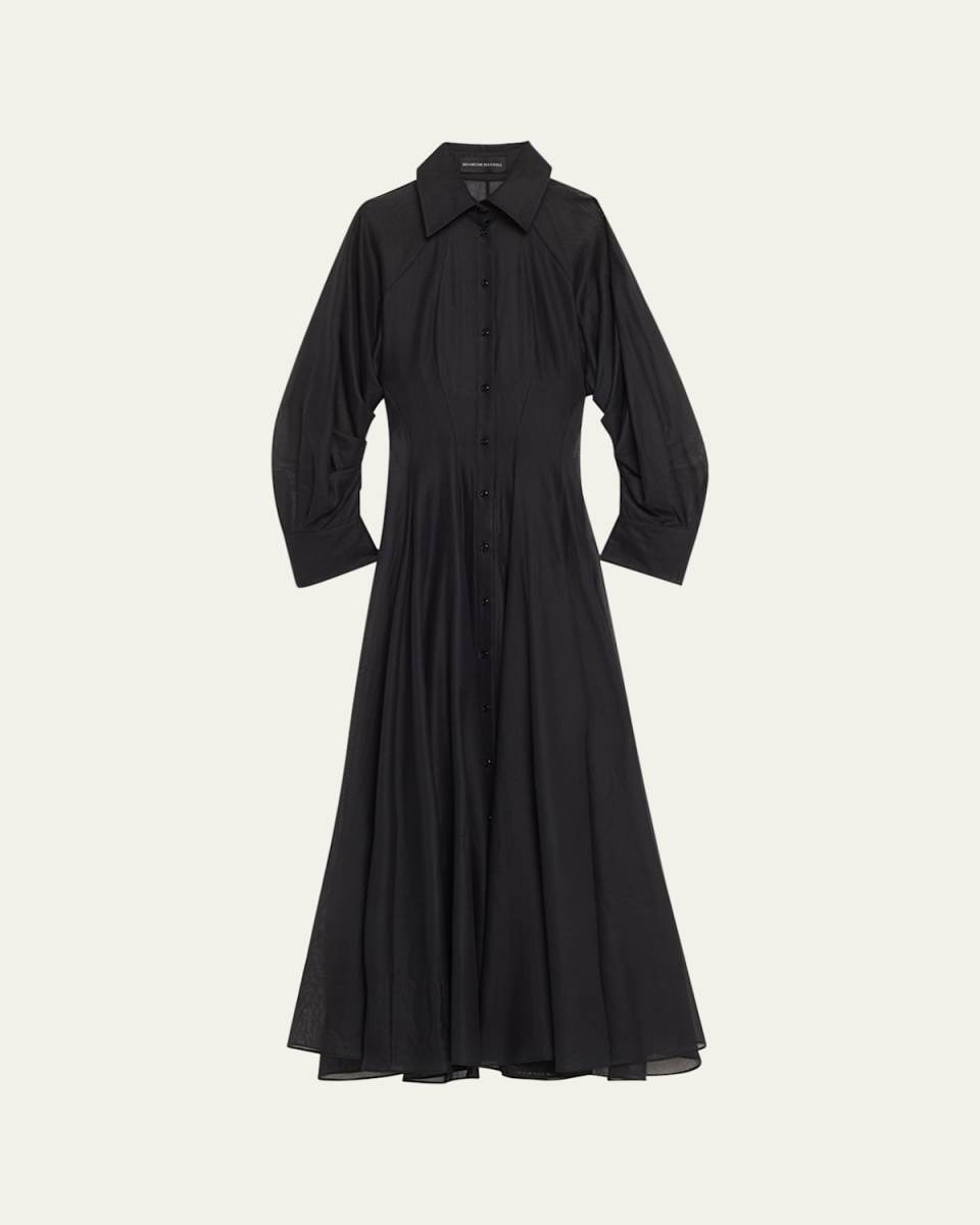 The Virginia Long Fit-Flare Shirtdress with Slip